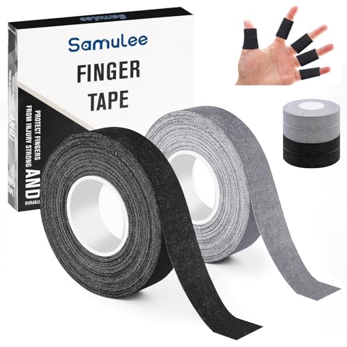 Samulee 4 Rotoli di Fingertape, Nastro per Dita, 1.5cm Nstro per Boulder, Nastro Sportivo per Bouldern Pallacanestro Tennis Pallavolo Pallamano Kraftsport (Nero + Grigio)