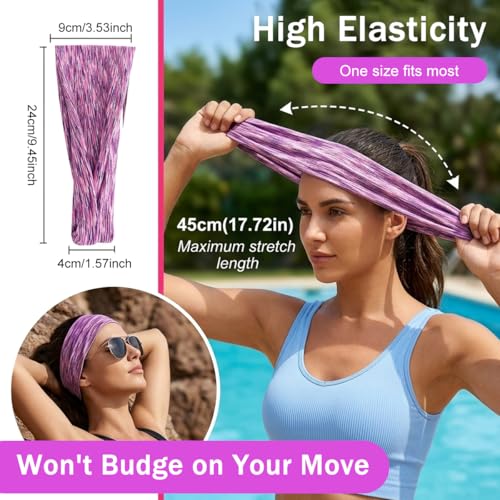 Image of MAYCREATE 5pcs Hair Bands for Women Yoga Bandanas Sports Hair Band Soft Elastic Head Band for Women Non Slip Wide Sweat Headband for Workout Running Gym - Colorful Assorted