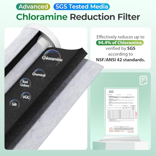 Image of iSpring Chloramine & Heavy Metals Removal Whole House Water Filter System, SGS-Tested, Reduces Lead, Chlorine, Sediment and up to 94.4% of Chloramine, 20 inch x 4.5 inch Filters, Model: WGB32B-KSNC