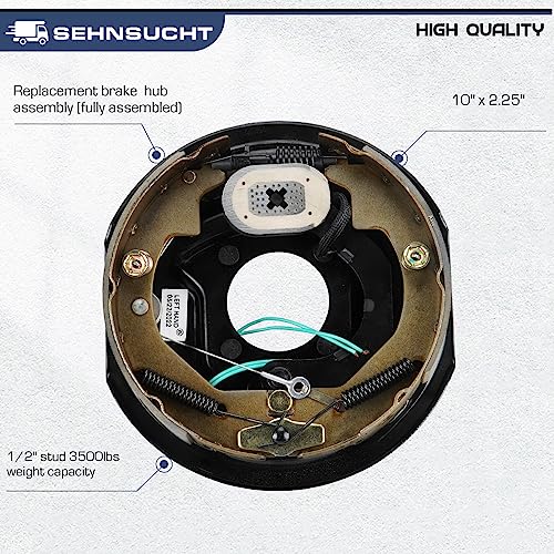 SEHNSUCHT Trailer Electric Brakes, Self Adjusting Left Electric Brake Assembly 4-Hole Mounting 10" x 2.25" for 3500lb Axle - Image 3