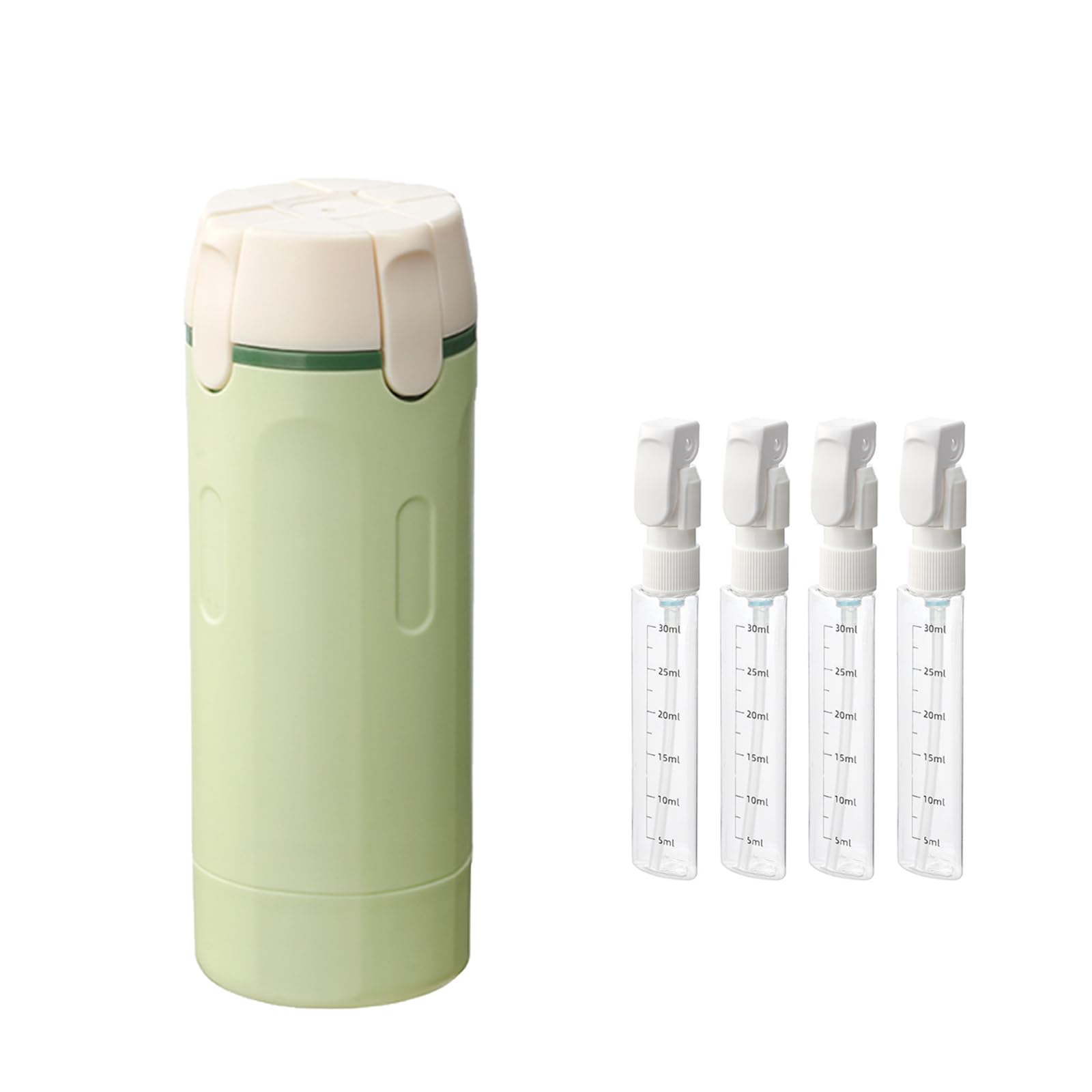 4 in 1 Refillable Travel Dispenser Bottles, Leak Proof Travel Bottle Dispenser, Portable Squeeze Bottles for Toiletries, Travels Bottle with Scale and Label, for Shampoo, Lotion, Conditioner(Green)