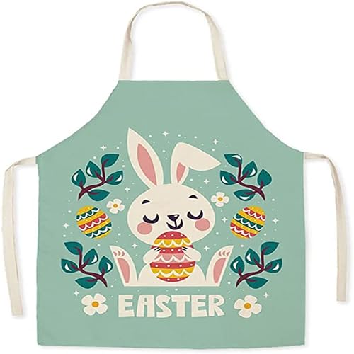 Milnoseiu Easter Day Apron, Cute Cartoon Bunny Easter Eggs Bib Apron Waterproof Durable Rabbit Apron For Women Teens And Kids Suitable For Kitchen Restaurant Cooking Bbq Baking #TOP18