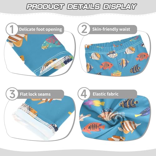 Girls Basic Leggings Baby Girls Pants Colorful Fishes Soft Footless Stretchy Tights Pants 4-10Y3