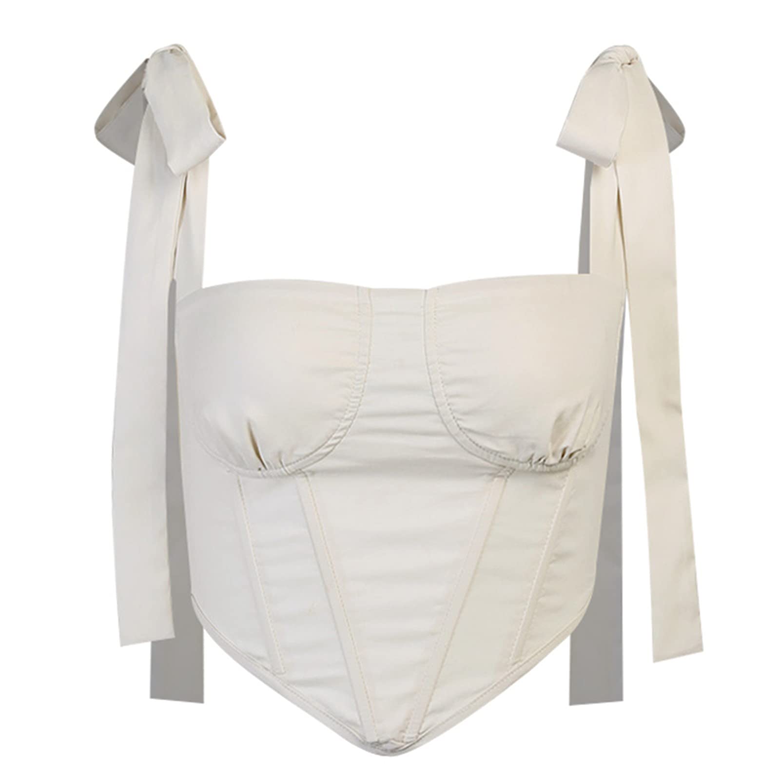 Sexy Adjustable Spaghetti Straps Bustier Open Back Boned Corset Crop Top