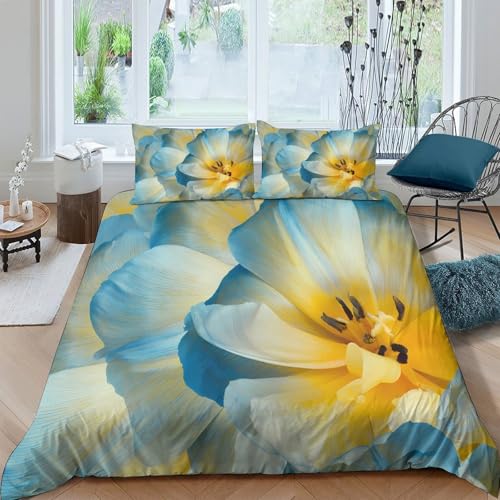Linge de lit microfibre 3D parure de lit confortable imprimé floral King size - 4
