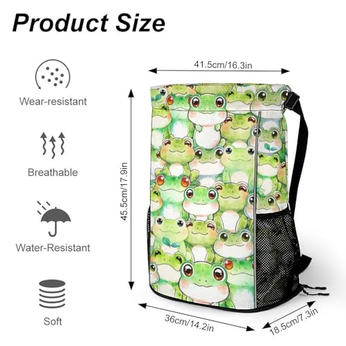 Frog Drawstring Backpack - Cute Cinch Sack, String Backpacks with Pocket for Kids Women Men Boys Girls for Gym Outdoor Sports Travel Athletic Drawstring Bag - Lightweight/Foldable3