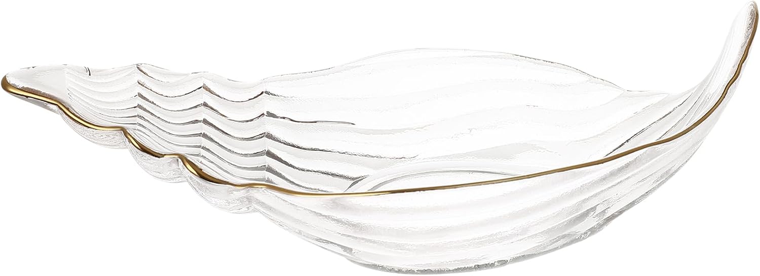 Cabilock Glass Fruit Plate Conch Shaped Decorative Dessert Plate 8.07 X 4.72 X 1.37 in Snack Dish for Serving Fruit Nuts Candies Dried Snacks Home Office Wedding Party