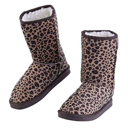 Ballylelly Femmes Fille Hiver Chaud Neige Mi-Mollet Leopard Bottes Chaussures De Fourrure en Daim Flat Lady Exceptionnellement Conçu Durable