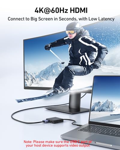 BENFEI USB C Hub 6-in-1 mit HDMI (4K@60Hz), 100 Mbit/s Ethernet, 100W Power Delivery, 1×USB 3.2 (10 Gbit/s) und 2×USB 2.0, kompatibel mit iPhone 16 Pro/Max, MacBook, iPad Pro, iMac, S23, XPS17