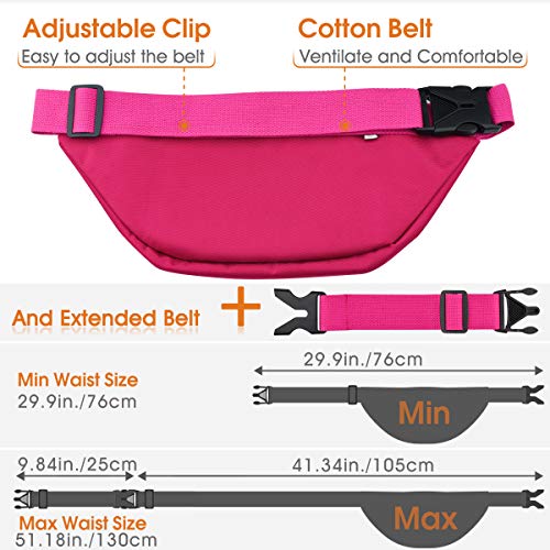 4 Pockets BumBags Ladies 35cm Extended Belt Large Waist Bum Bag Men,Large Capacity Waist Bag Waterproof Rose Fanny Pack for iPad mini & iPhone- Gift Bag Women for Sport Travel Hiking Cycling - Image 2