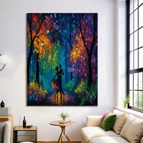 Art mural couple dansant tableau décoration salon abstrait 80x120cm