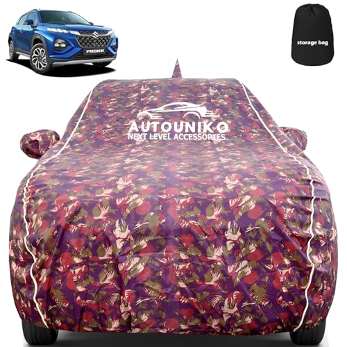 Image of 100% Waterproof Triple Stiched Full Body Car Cover for Maruti Suzuki Fronx with Mirror and Antena Pocket with Soft Cotton Inside(Full Buttom Elastic) (RED Army)