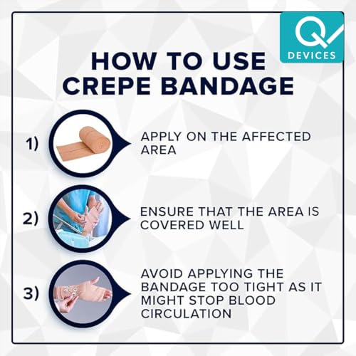 Image of Q DEVICES Elastic Crepe Bandage for Pain Relief (10 cm x 4 m) | Skin-Friendly Breathable Cotton Crepe Bandage for Sports Injuries, Sprains, Joint Support & Varicose Veins