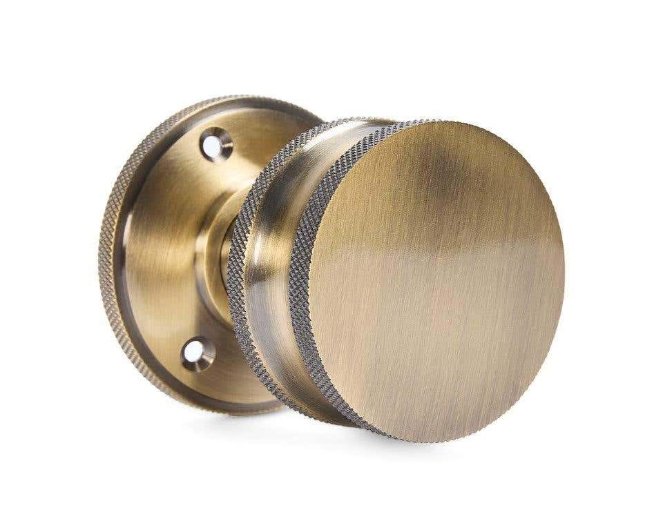Designer Levers Kensington Knurled Mortice Door Knob - Antique Brass - 55mm