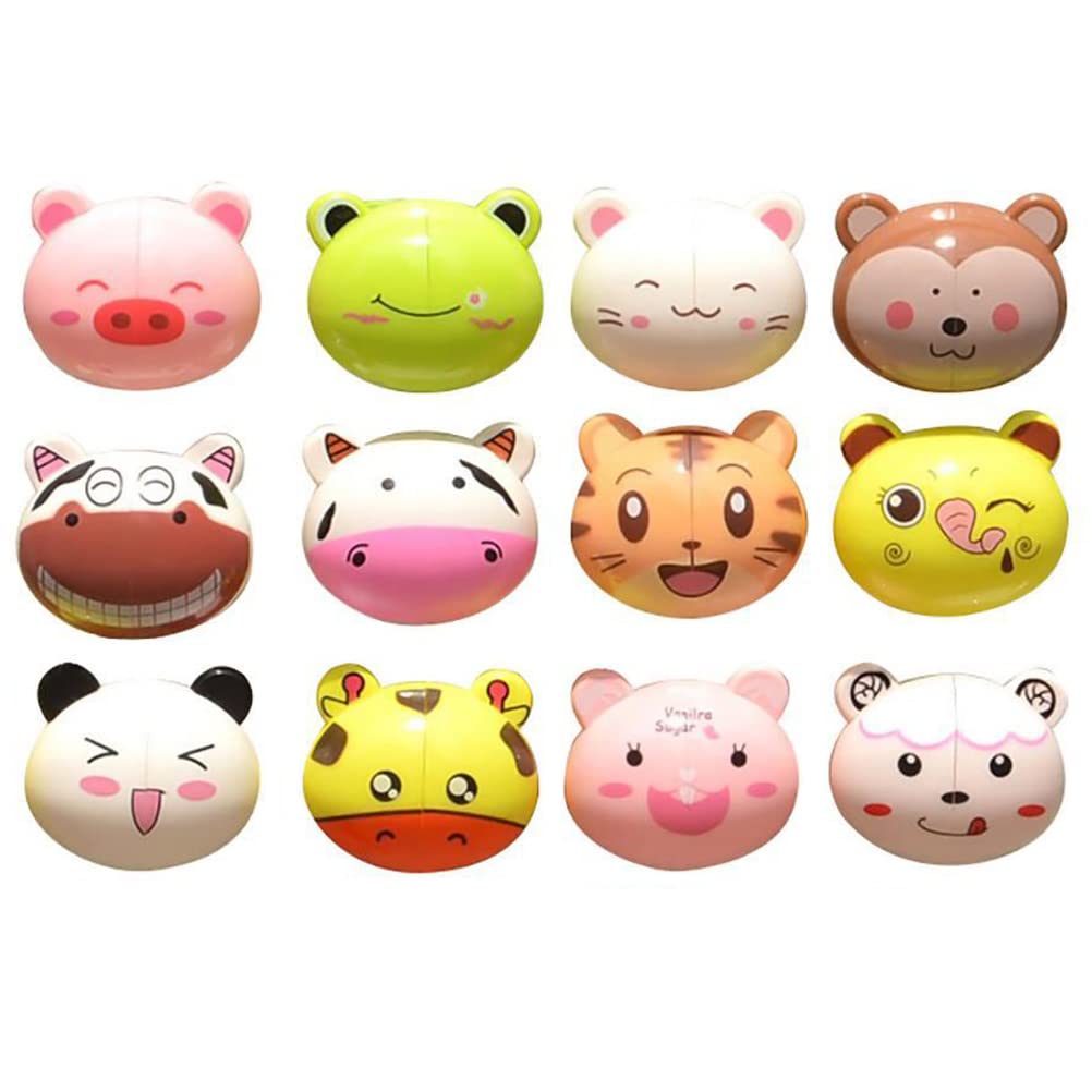 Zonfer Multi-Coloured 5Pcs Toothbrush Holder Suction, Wall Mounted Suction Kids Toothbrush Holders/Covers, Animals Shape Cute Cartoon Toothbrush Holder (Random Style)