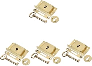 Homoyoyo 4 Conjuntos De Bloqueio De Cobre Para Móveis Armário Bloqueio De Caixa Para Mesa Bloqueio Quadrado Para Portas De Armário Gaveta Arquivo De Bronze Bloqueio De Segurança