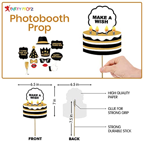 Image of Party Propz Happy Birthday Paper Decoration Items - 41Pcs For Black, Golden Balloons Banners Foil Curtain Photo Booth Props / Birth Day. Decerations / Decorations Items For Room