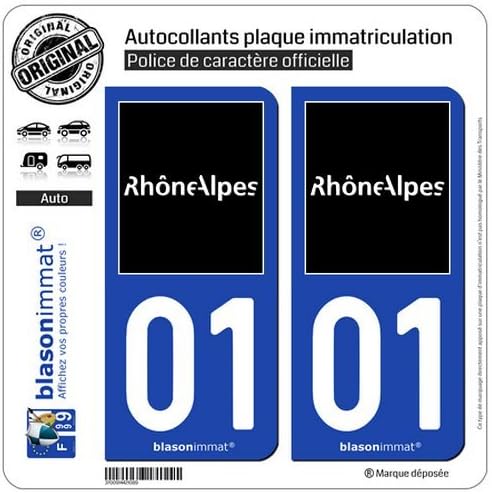 Autocollant Plaque Immatriculation Région 74 - Auvergne-Rhône-Alpes, Vinyle Haute Définition