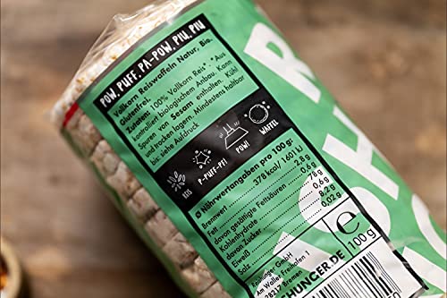 REISHUNGER BIO Reiswaffeln Natur aus Bio-Vollkorn Reis 12x100g - Veganer, Glutenfreier & Fettarmer Snack ohne Zusatz von Salz & Zucker