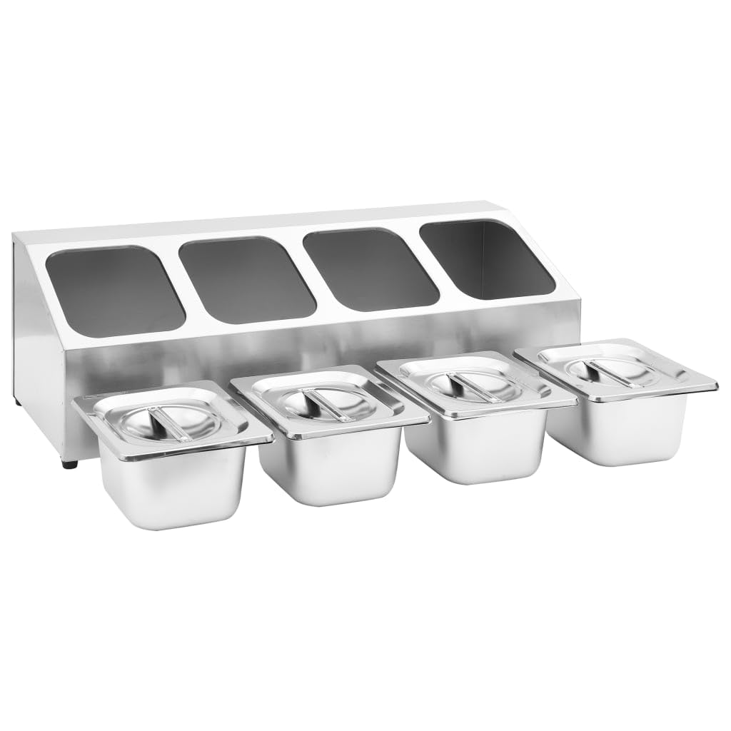 Home & Garden,Furniture-Gastronorm - Contenedor con 4 sartenes GN 1/6 de acero inoxidable