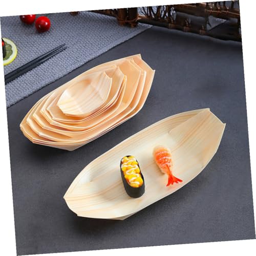 Platos desechables de madera forma barco x50 miniatura 6