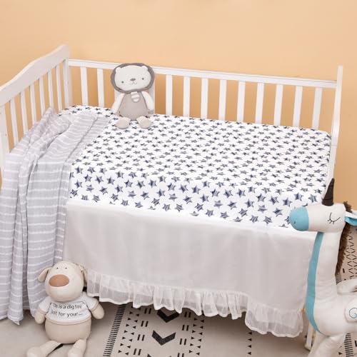 Image of PHF 3 Pack Soft Space Crib Sheets Fitted, Silky Comfy Breathable Baby Sheets for Boys Girls Neutral, 28x52 Inches Fits Standard Crib and Toddler Mattresses, Space