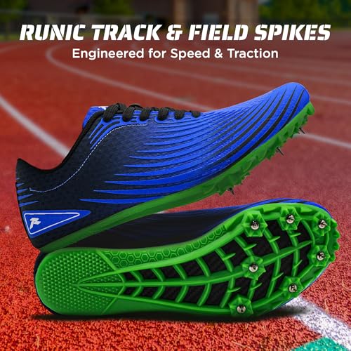 RUNIC Track & Field Shoes for Men, Women & Kids – Pro Running Spikes for Sprint, Race & Training – 7 Spikes + Extra Spikes & Wrench (US Men Size)2