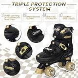 Nattork Adjustable Roller Skates for Kids Boys Girls- Teen Youth Age 8-12 10 11 12 Cool Racing Car Indoor Outdoor Gift Idea for Birthdays Christmas Golden