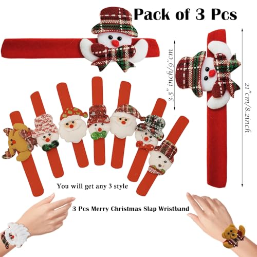 Image of Rozi Decoration Merry Christmas Hand Slap Wristbands for Kids, Girl, Boy, Adults Christmas Accessories Party Items Pack of 3 Pcs Santa Claus, Teddy Bear & Snow Man Christmas Party Bracelets