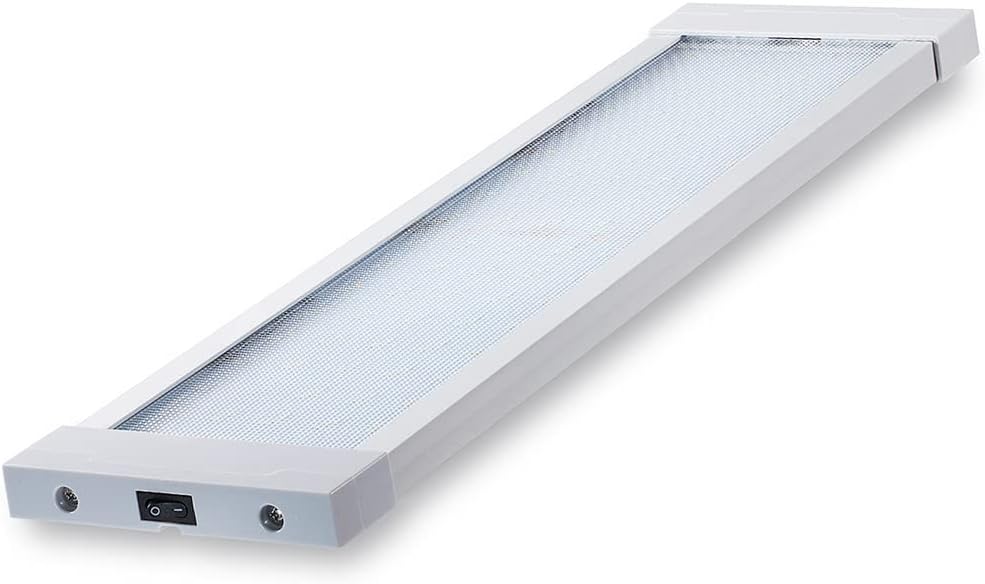 Raycharm18.1" x 4.9" 1800 Lumen Super Bright 3000K Warm-White Diffused Beam LED Light Fixture, High Light-Output Low Ampere, w/Rocker Switch for RV, Trailer & Motorhome Under Cabinet Lighting, 1 PC