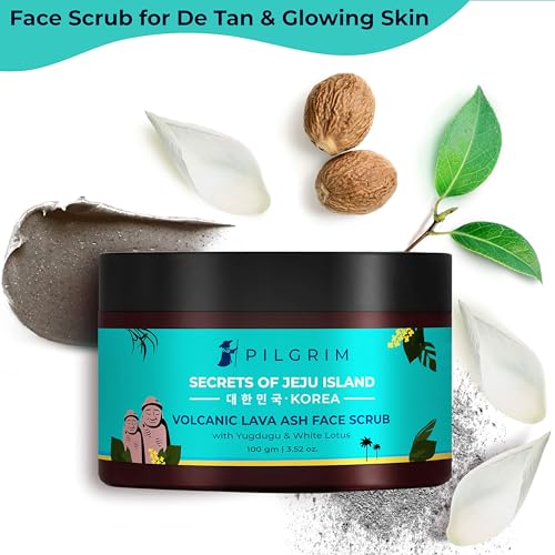 Image of Pilgrim Pack of 2 Face Scrub for De Tan, Exfoliation, Glowing Skin, Blackhead Removal, Dry, Oily, Combination Skin, Men and Women, Vegan, Korean Beauty Secrets, 100g+100g