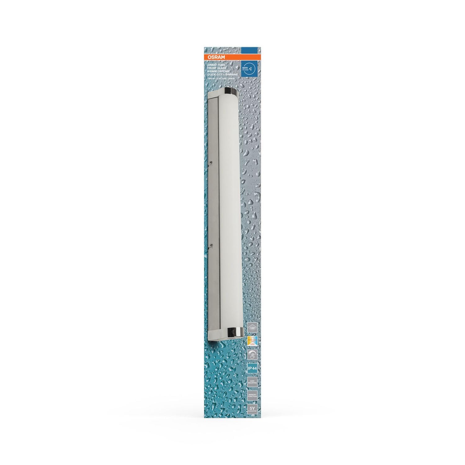 Licht-Erlebnisse LED Wandlampe Aluminium Metall Chrom 3000-4000 K IP44 CCT dimmbar modern wohnlich Bad WC Spiegel L:60 cm Wandleuchte Badezimmer