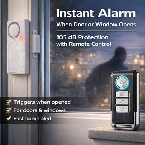 Hendun Kabelloser Tür-Alarm mit Fernbedienung, Diebstahlschutz-Fensteralarm, Kontaktsensoralarm,...