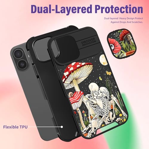 Image of Funermei for iPhone 17 Case - Women Girls Cute Phone Cover Pretty Girly Aesthetic Black Butterfly Unique Design with Slide Camera Cover and Dual Protection Funda for iPhone 17 Case