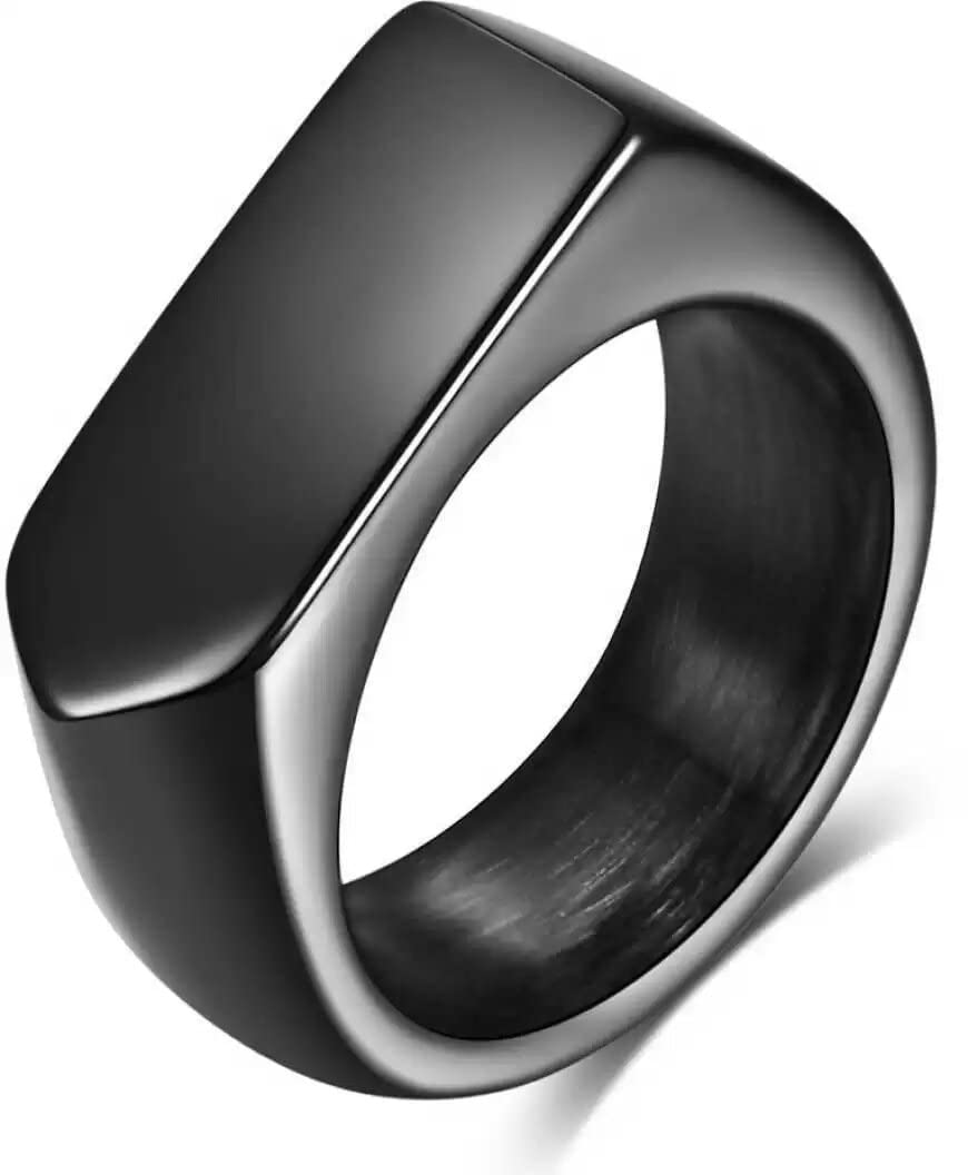 KRYSTALZ Black Titanium Plain Mens Finger Rings Stainless Steel (Pack Of 1 Piece) (20) (B0BBS8STMN) Amazon Price History, Amazon Price Tracker