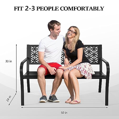 Vingli VLBENCHBLACK573 50 Inch Outdoor Bench Metal thumb #2