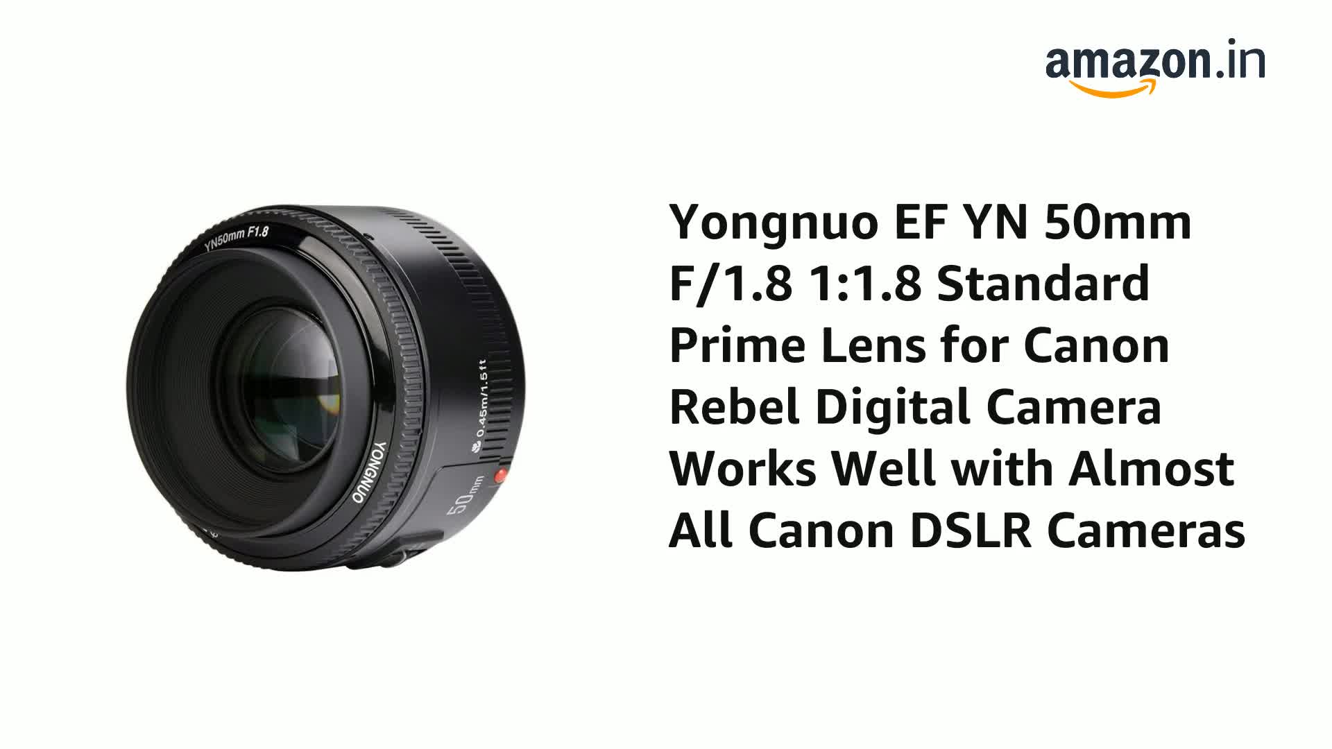 Yongnuo EF YN 50mm F/1.8 1:1.8 Standard Prime Lens for Canon Rebel