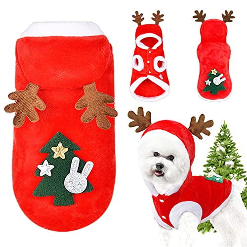 QETRABONE Small Dog Cat Elk Costume Christmas Pet Clothes Outfits Red Christmas Elk Scarf Cosplay Dressing up Xmas Clothing (S)