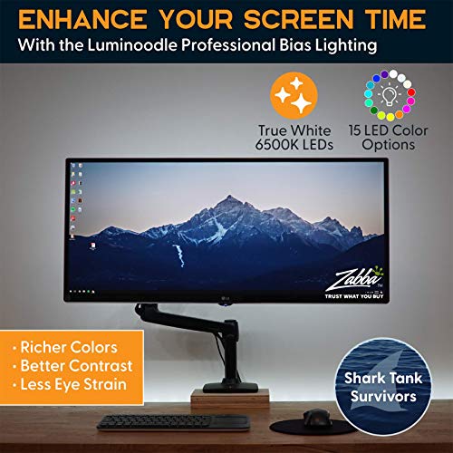 Image of Power Practical LED Strip Lights Backlight, USB Light Strips w /Remote for 15 Ambient Color Bias Lighting Options & 10 Brightness Modes, for TV /Computer Decor /Indoor Use, Size (30 inch-40 inch TV)