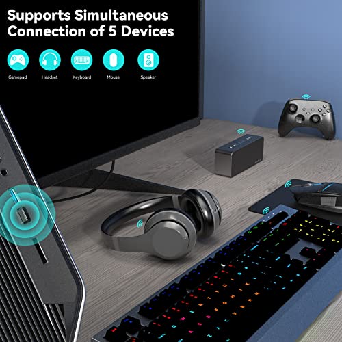 Usb Bluetooth 5.3 Adapter For Pc, Geodmaer Plug & Play Mini Bluetooth Edr Dongle Receiver & Transmitter Supports Windows 11/10/8.1/7 For Desktop Pc Bluetooth Keyboard Mouse Printers Headsets Speakers #TOP3