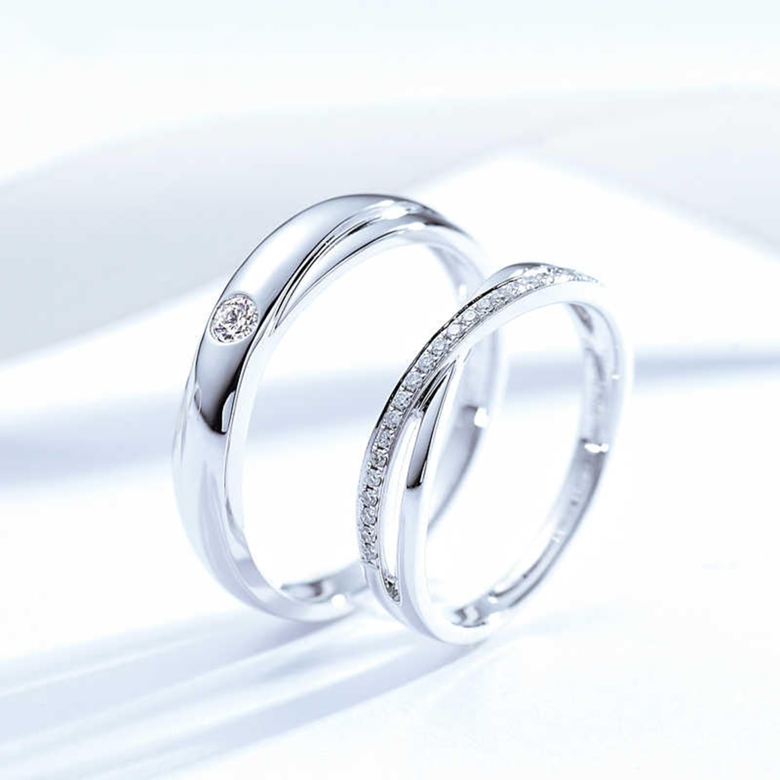 Weißgold & Platin Diamant-Verlobungsring für Damen und Herren