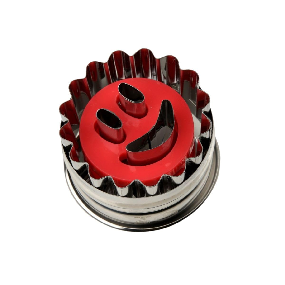 Dr Oetker 1499 Emporte-​pièce poussoir pour biscuit linzer, emporte piece patisserie, emporte piece biscuit, cookie cutter, tampon smiley, ustensile patisserie, Acier inoxydable, 5 x 4 cm