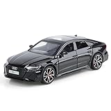 CKMODEL Haochi 1:32 Officially Licensed Audi RS7 Alloy Model Toy Car with Opening Doors, Sound & Light Effects, Pull-Back Action, Shock Absorption Steering & Adjustable Rear Wing (Black)