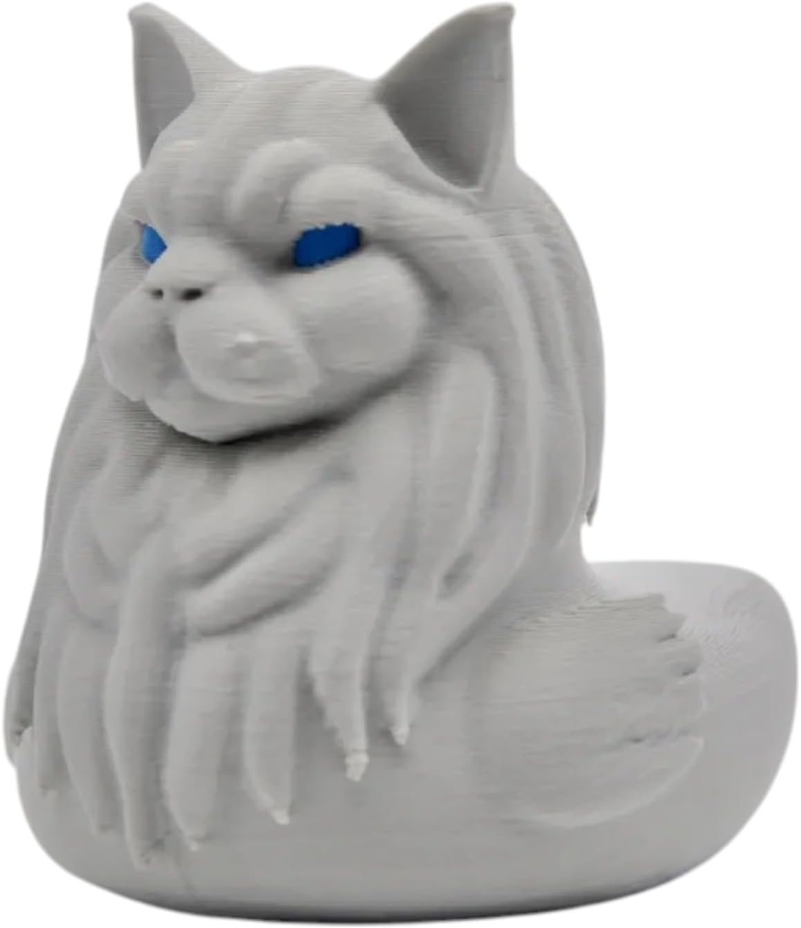 Maine Coon Cat Duck Collectible Figurine - Striking Grey Design for Unique Desk Decor and Gift Display - 3D Printed in Canada
