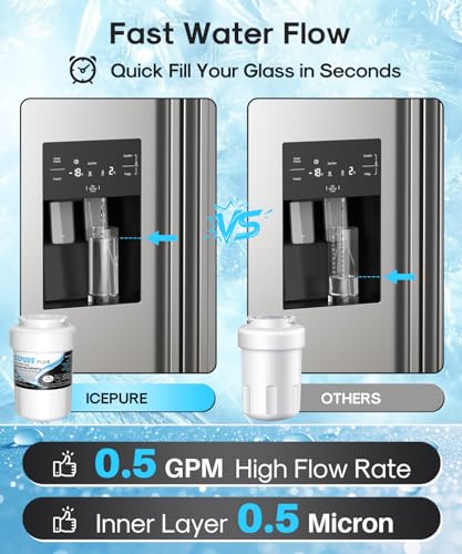 Image of ICEPURE PLUS RWF0600B NSF /ANSI 53 & 42 Certified Refrigerator Water Filter, Remove Lead, Replacement for GE MWF, MWFINT, MWFA, HDX FMG-1, Kenmore 46-9991, GSE25GSHECSS, WFC1201, PC75009, 2PACK