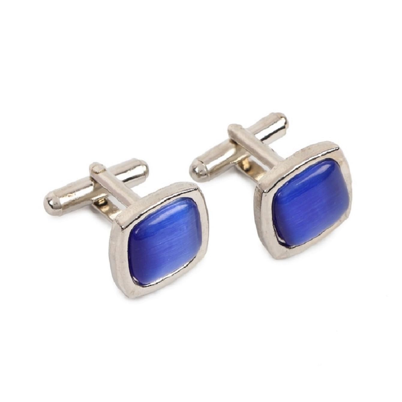 zitti Men's Blue Square American Stone Cufflinks – Brass Metal Formal Shirt Wooden Jewelry in Pouch– Classic Dress Cuff Links for Business or Weddings-picture-29