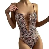 Gsheocm Badeanzug Damen Logo Hinten Badeanzug zum Druck mit einem Hohlanzug Badeanzug Halter Bademode Seil einteiliges Schlangen-Damen-Badeanzugsseil Badeanzug Schwarz Bauchweg Mit Bügel