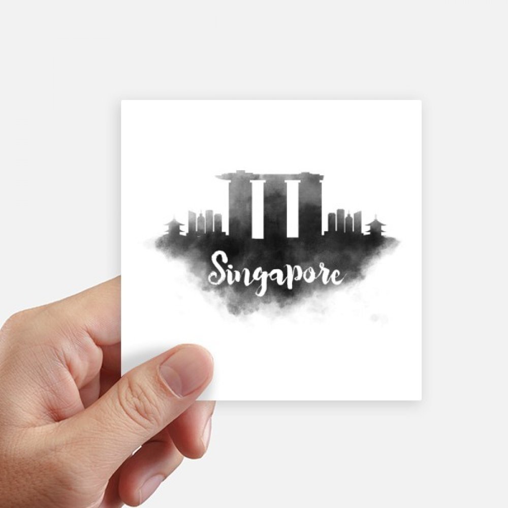 Autocollant carré Singapour encre ville peinture sticker déco valise moto 8pcs