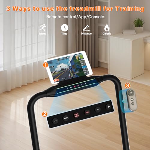 TODO Walking Pad with Incline and App, 3 In 1 Folding Treadmill for Home and Office, 1-12KM/H Under Desk Treadmill with Remote Control, 2.5 HP Motor, Capacity 120 kg - Image 3
