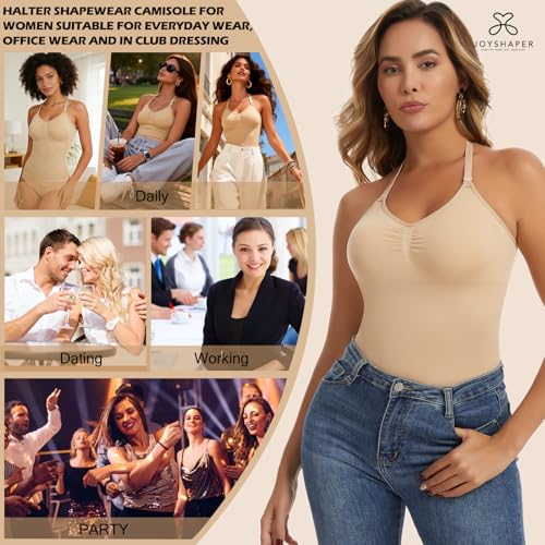 Image of JOYSHAPER Shapewear Camisole with Built in Bra Compression Halter Tops for Women Tummy Control Shapewear Tank Top Padded Bras